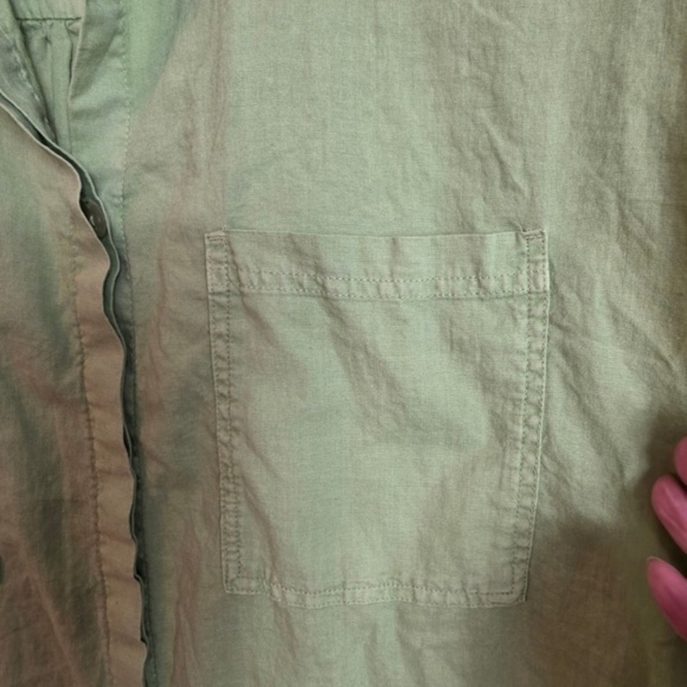 YFB Young Fabulous & Broke Shirt Dress Women XS Green Linen Blend Button Front